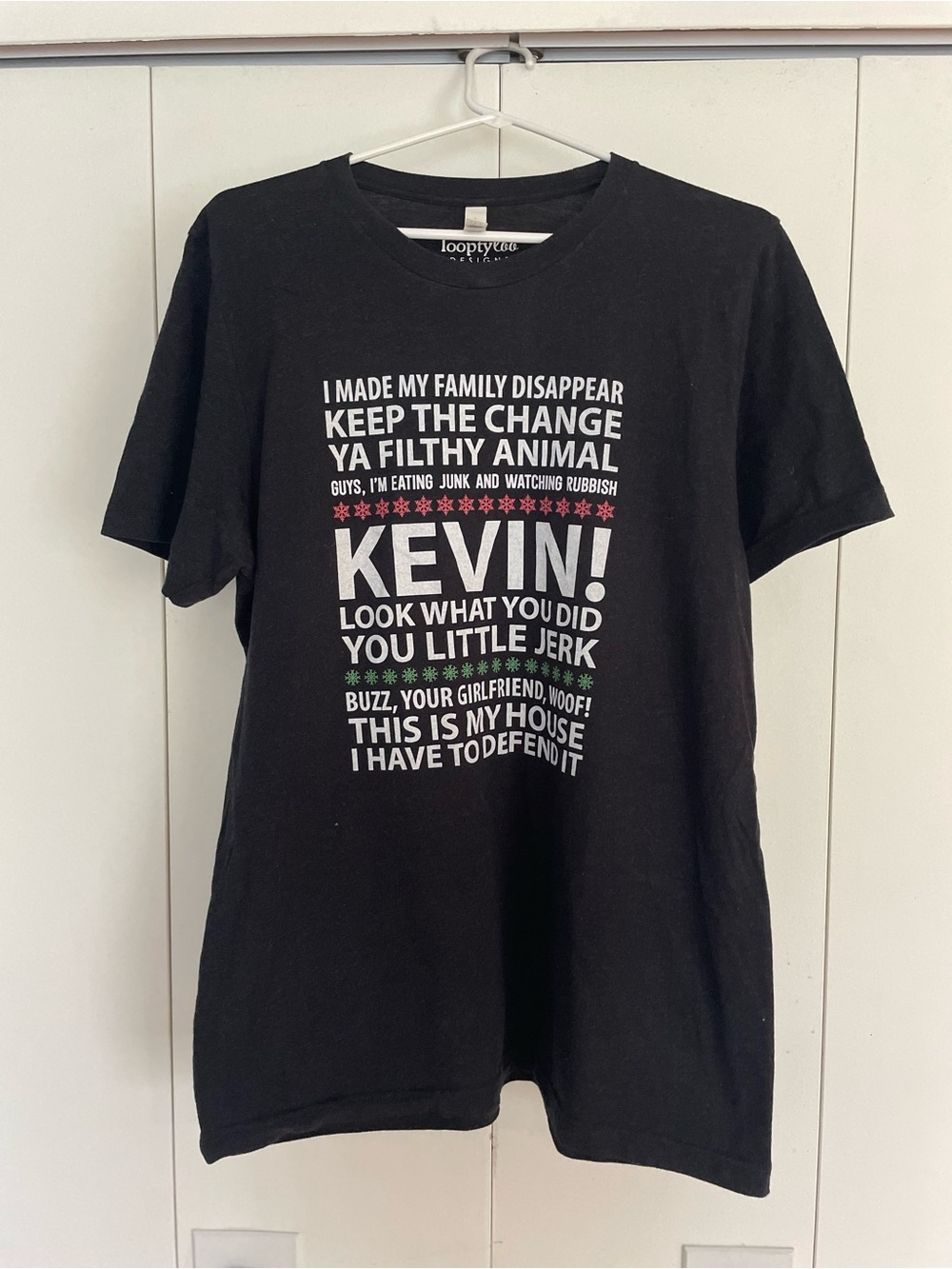 Women’s Large Black Graphic Home Alone 'Kevin!' Movie Quote T‑Shirt